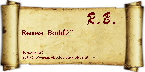 Remes Bodó névjegykártya